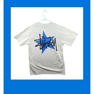 Stussy Star Graphic T Shirt Cream Size Large Cotton Short Sleeve Tee